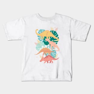 Jungle Dinosaurs on Gold Kids T-Shirt